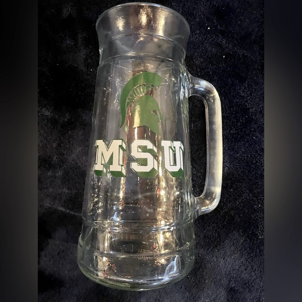 MSU Souvenir Peanut Mug glass 7 inch with handle